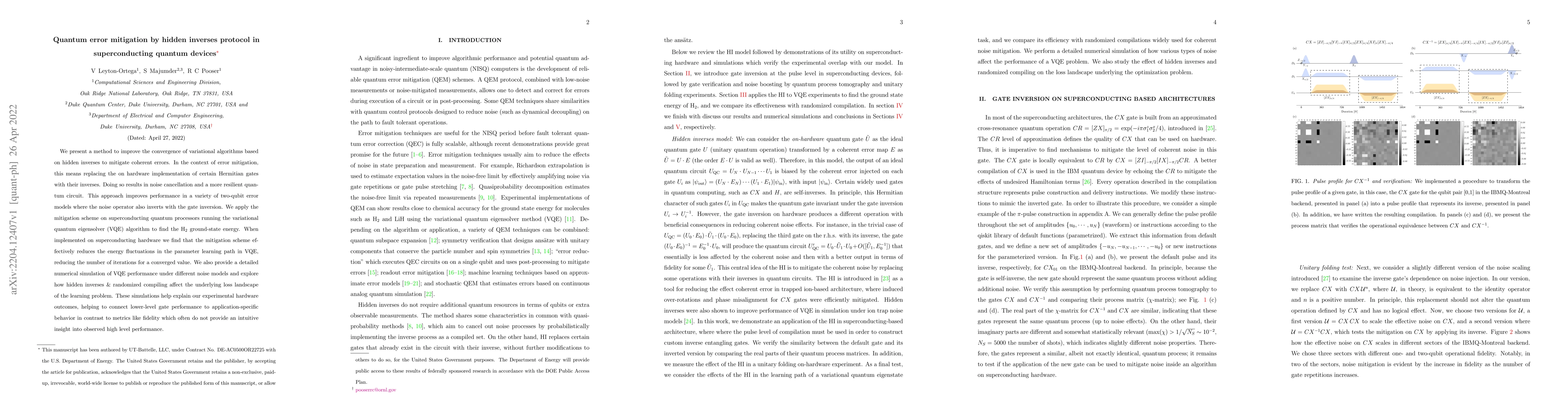 Thumbnail for Quantum error mitigation by hidden inverses protocol in superconducting
  quantum devices