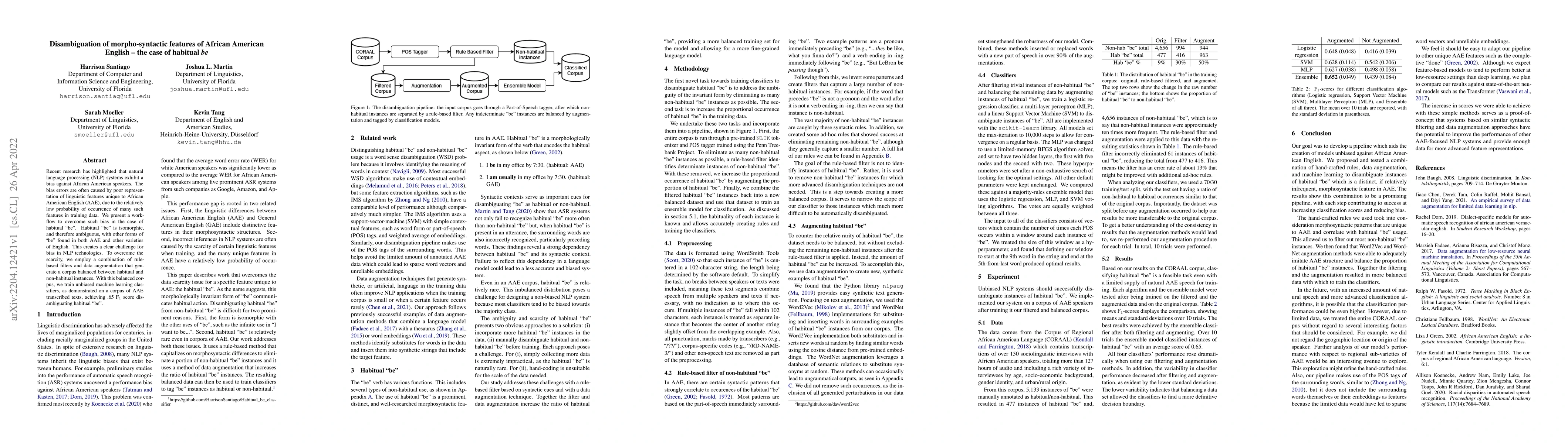 Thumbnail for Disambiguation of morpho-syntactic features of African American English
  -- the case of habitual be