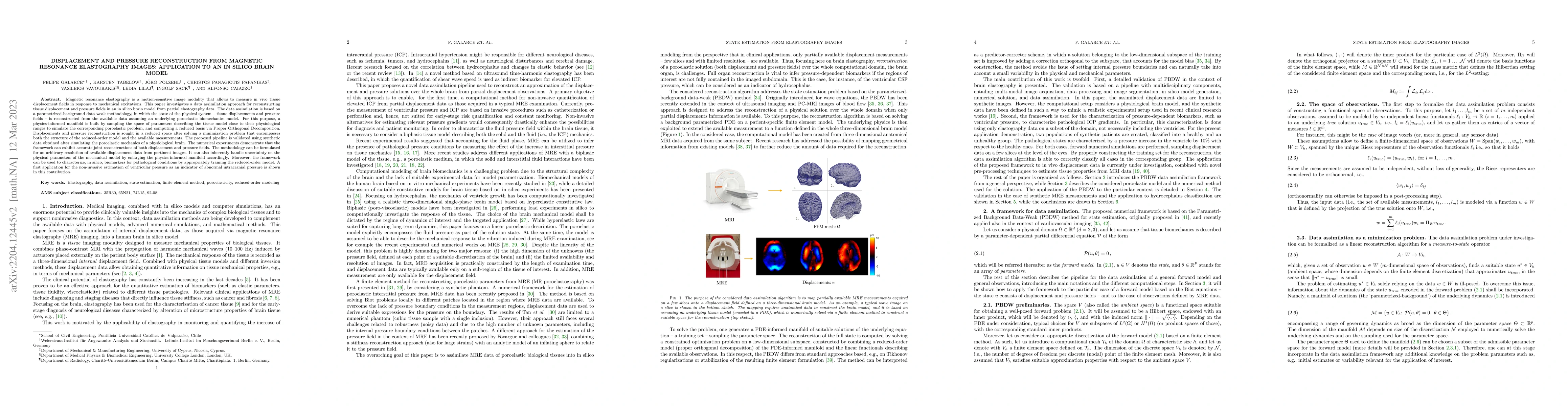 Thumbnail for Displacement and pressure reconstruction from magnetic resonance
  elastography images: application to an in silico brain model
