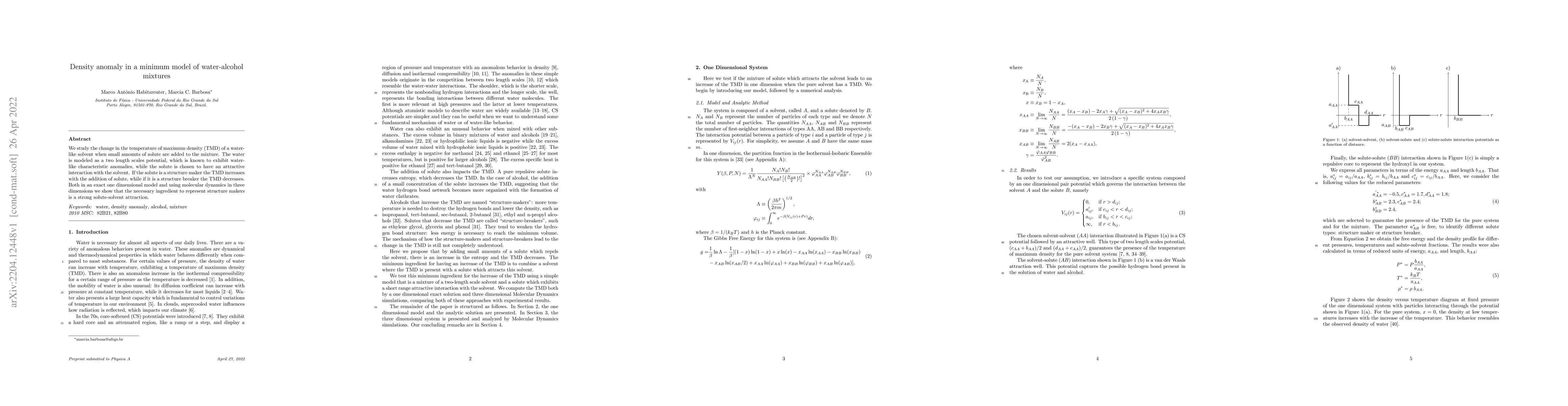 Thumbnail for Density anomaly in a minimum model of water-alcohol mixtures