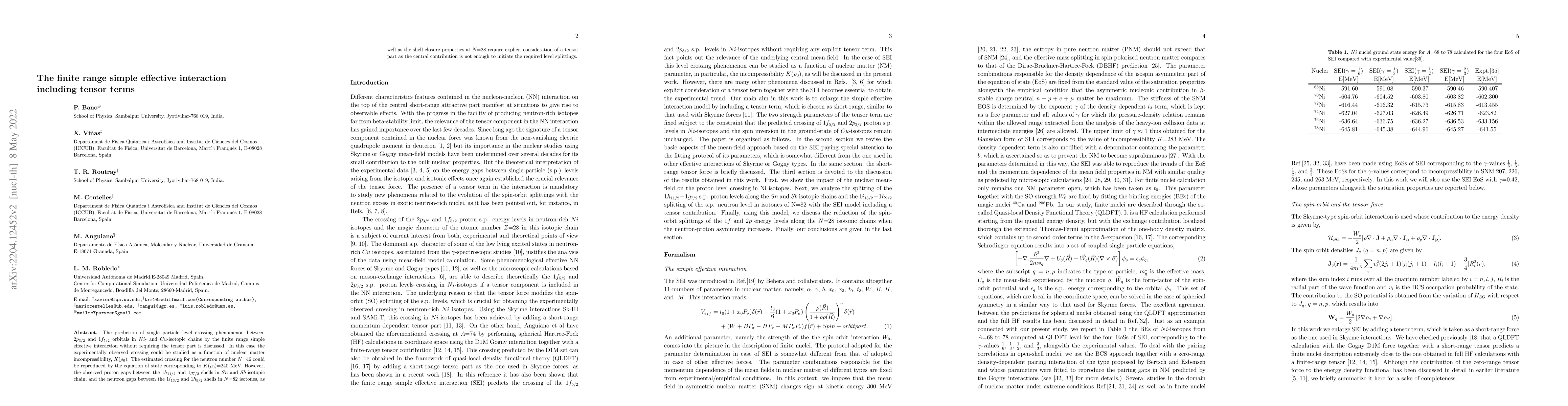 Thumbnail for The finite range simple effective interaction including tensor terms