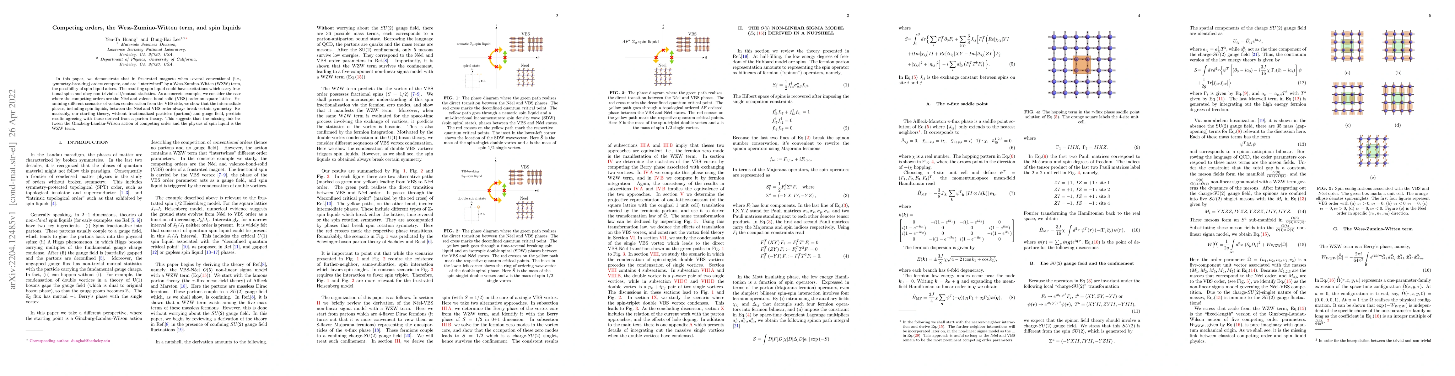 Thumbnail for Competing orders, the Wess-Zumino-Witten term, and spin liquids