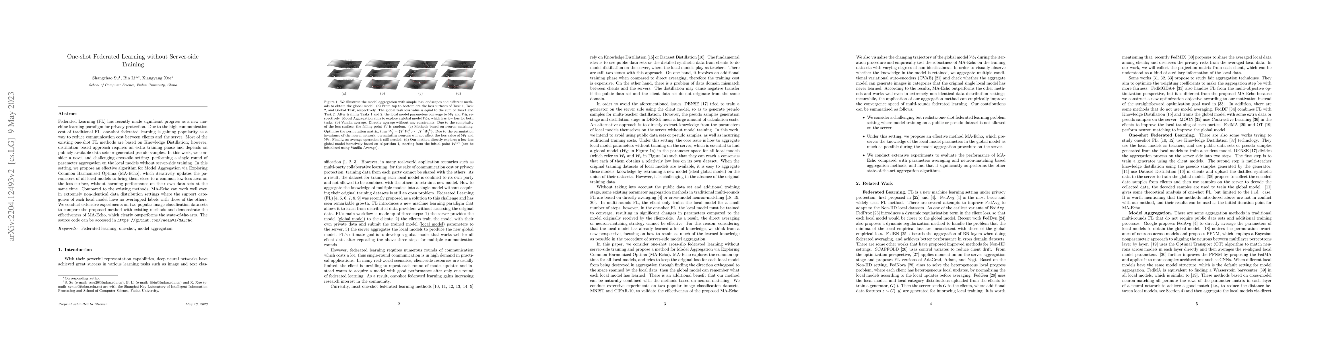 Thumbnail for One-shot Federated Learning without Server-side Training