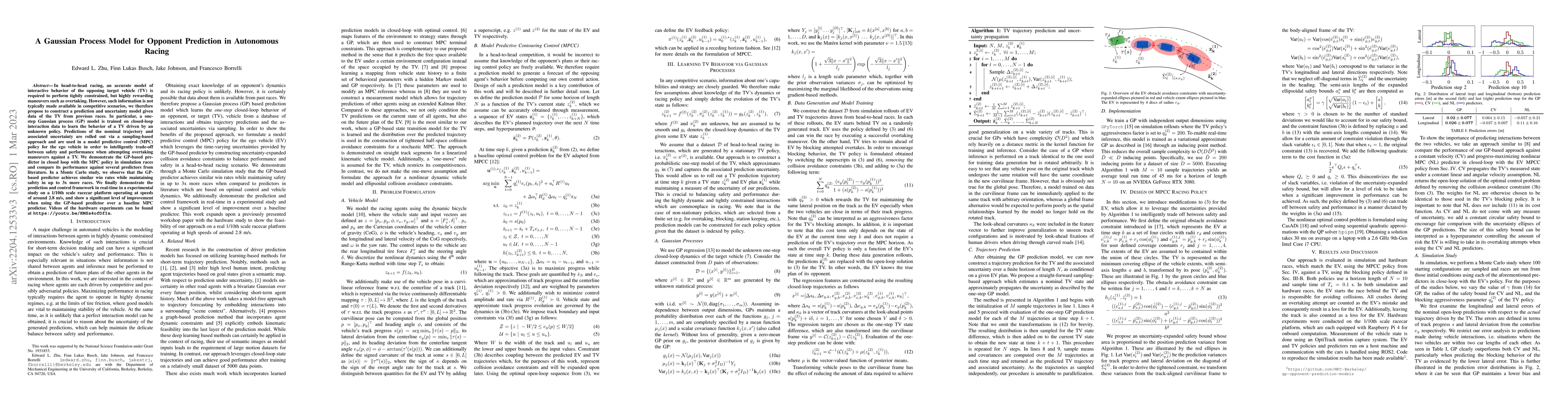 Thumbnail for A Gaussian Process Model for Opponent Prediction in Autonomous Racing