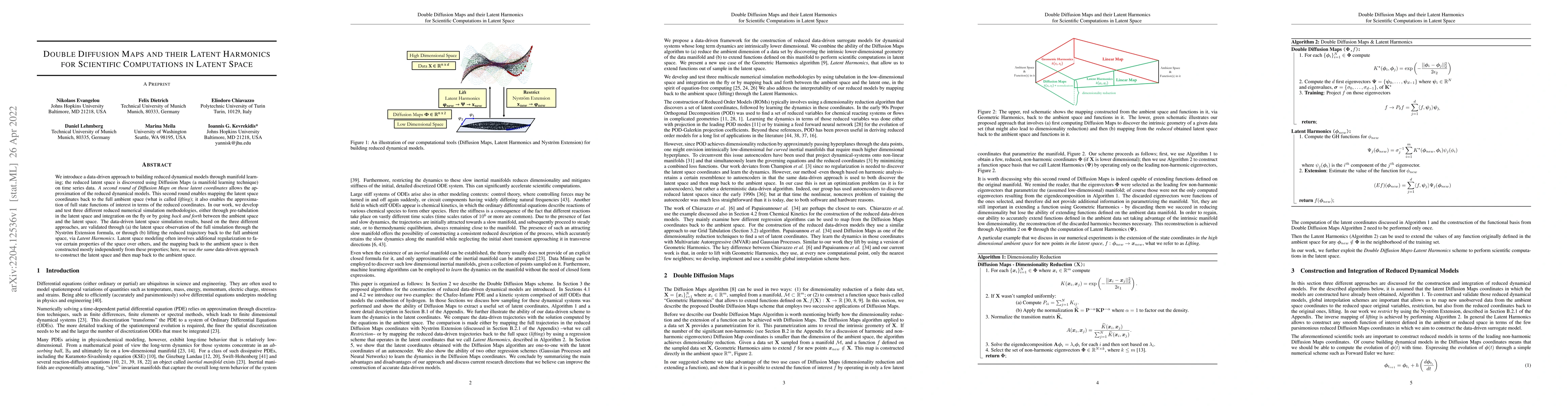Thumbnail for Double Diffusion Maps and their Latent Harmonics for Scientific
  Computations in Latent Space