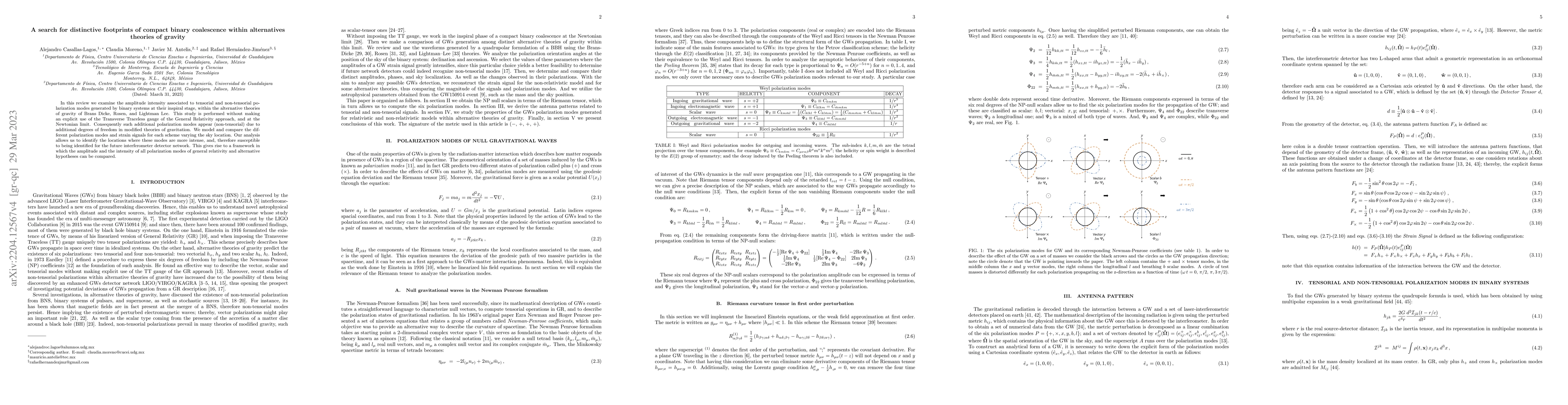 Thumbnail for A search for distinctive footprints of compact binary coalescence within
  alternatives theories of gravity