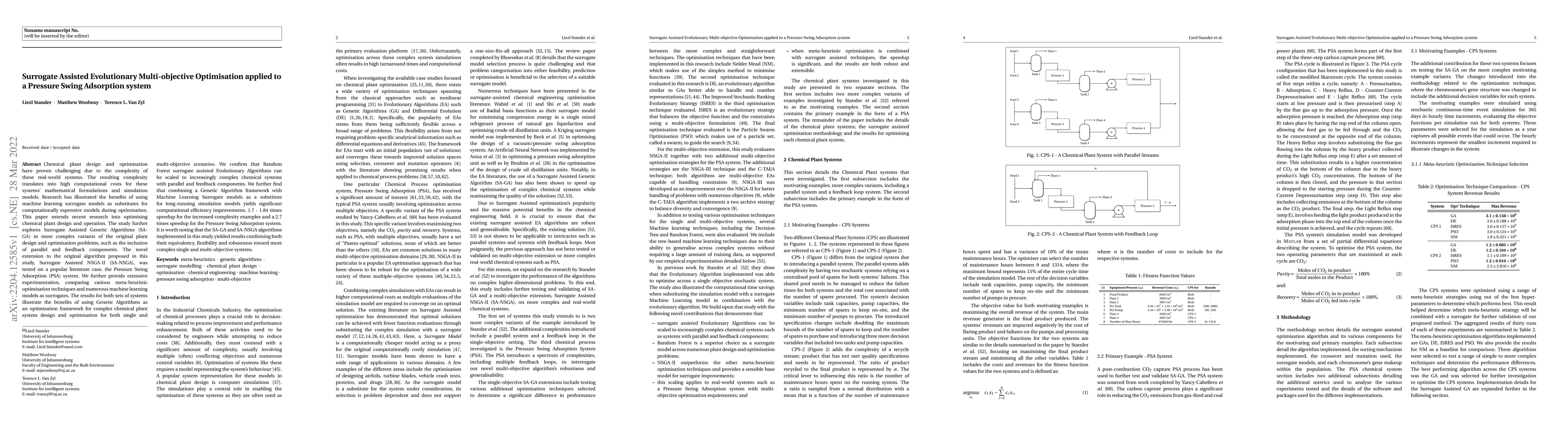 Thumbnail for Surrogate Assisted Evolutionary Multi-objective Optimisation applied to
  a Pressure Swing Adsorption system