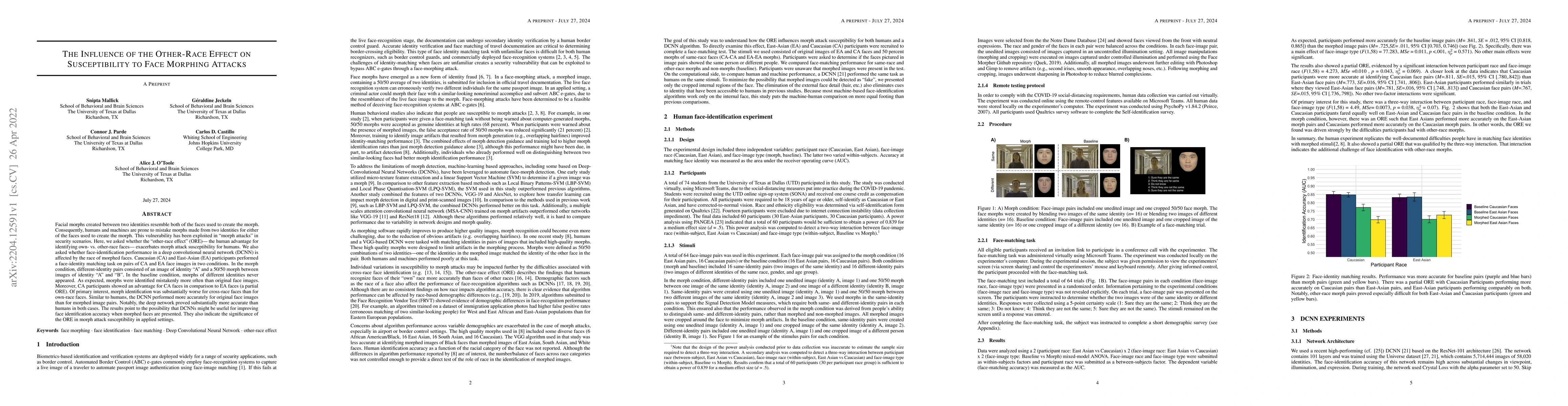 Thumbnail for The Influence of the Other-Race Effect on Susceptibility to Face
  Morphing Attacks