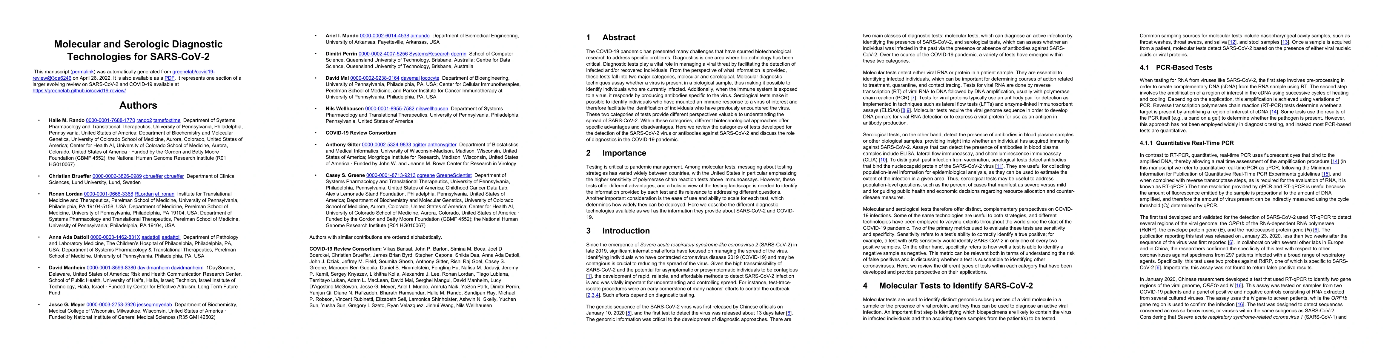 Thumbnail for Molecular and Serologic Diagnostic Technologies for SARS-CoV-2