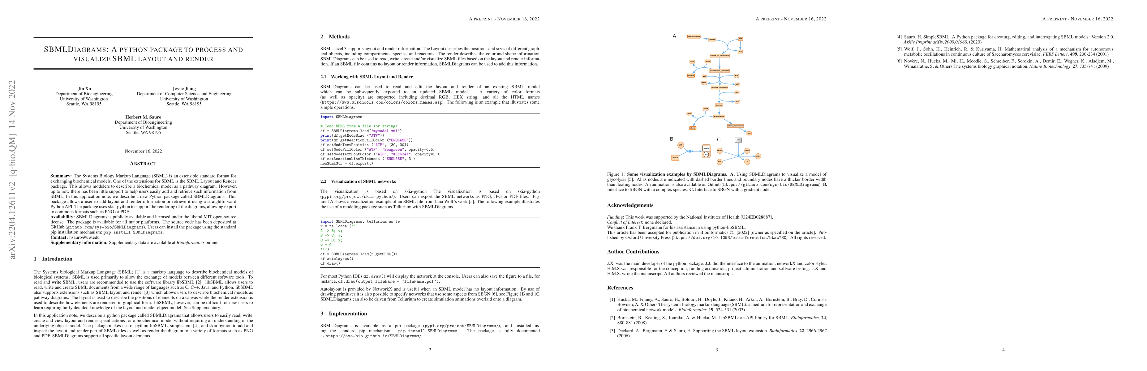 Thumbnail for SBMLDiagrams: A python package to process and visualize SBML layout and
  render