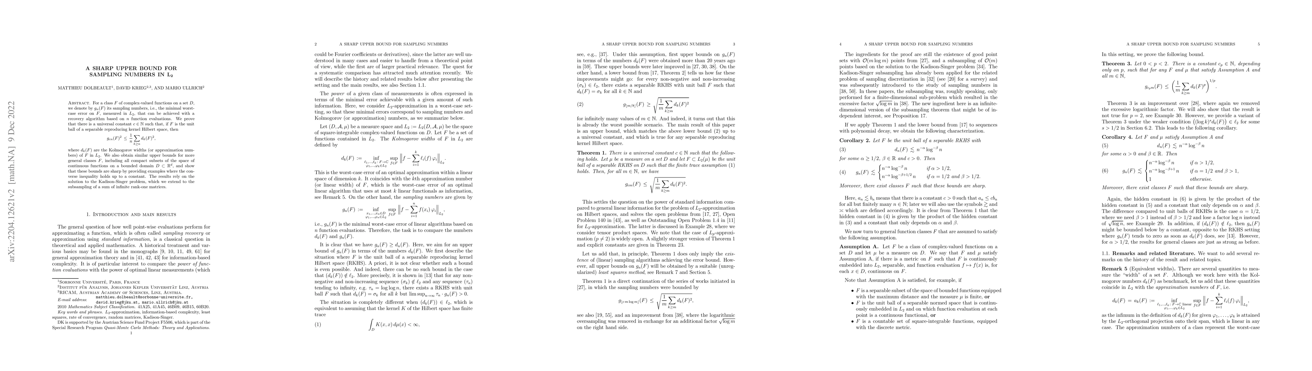 Thumbnail for A sharp upper bound for sampling numbers in $L_{2}$