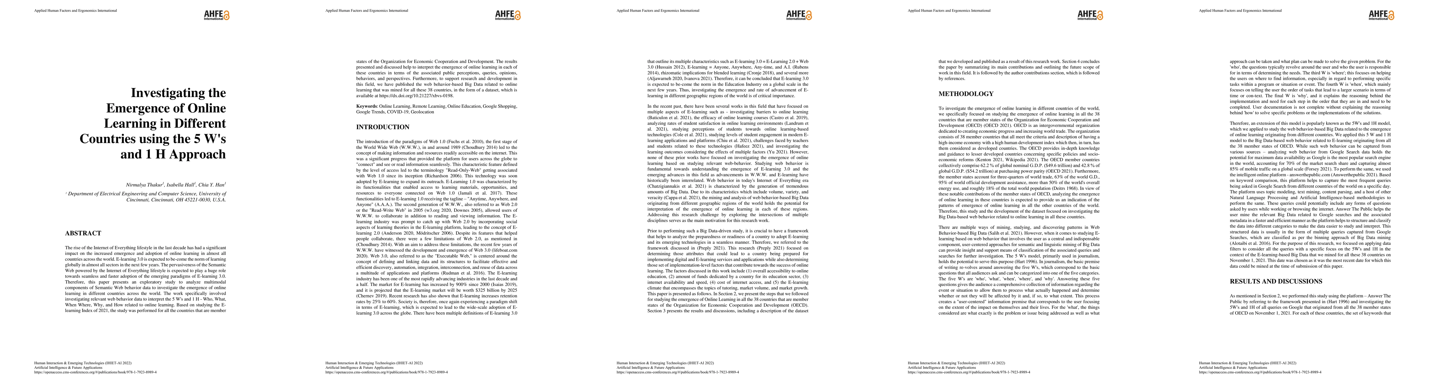Thumbnail for Investigating the Emergence of Online Learning in Different Countries
  using the 5 W's and 1 H Approach