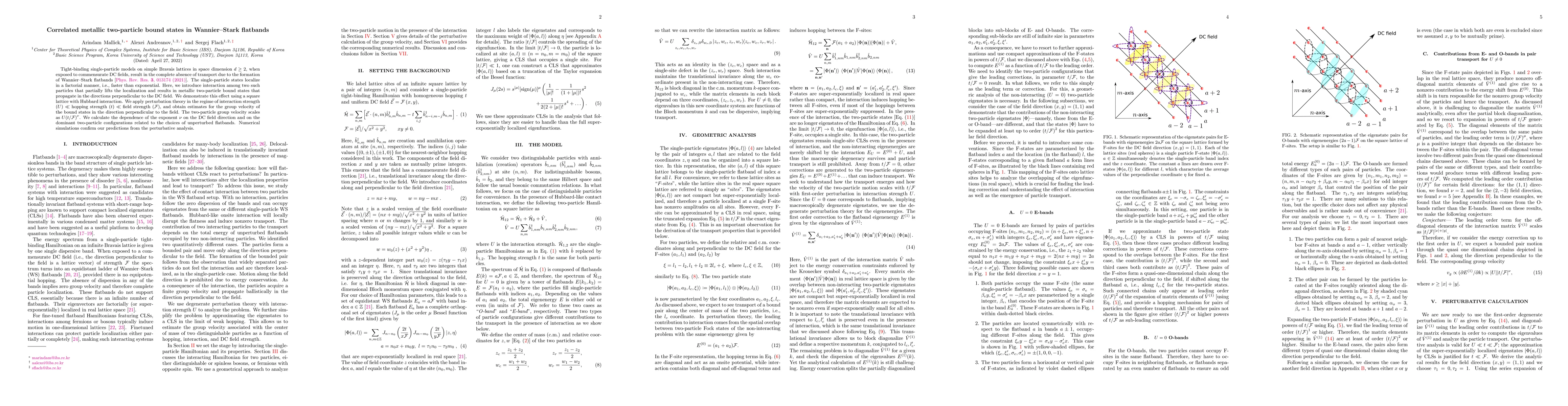 Thumbnail for Correlated metallic two-particle bound states in Wannier--Stark
  flatbands