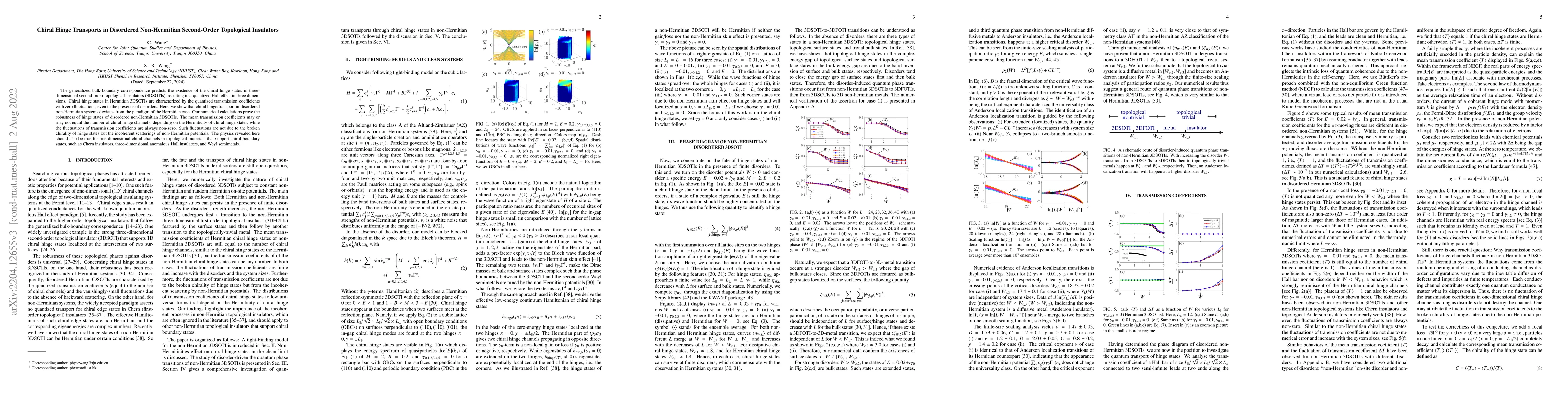 Thumbnail for Chiral Hinge Transport in Disordered Non-Hermitian Second-Order
  Topological Insulators
