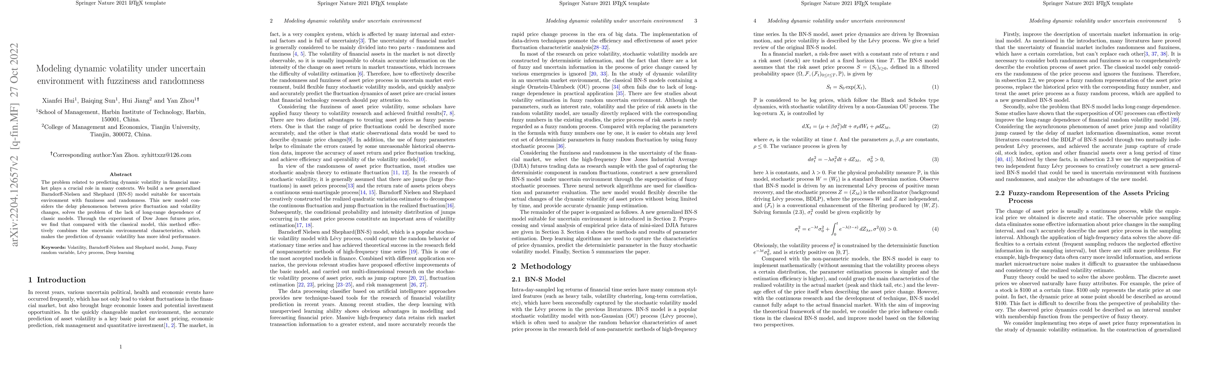 Thumbnail for Modeling dynamic volatility under uncertain environment with fuzziness
  and randomness