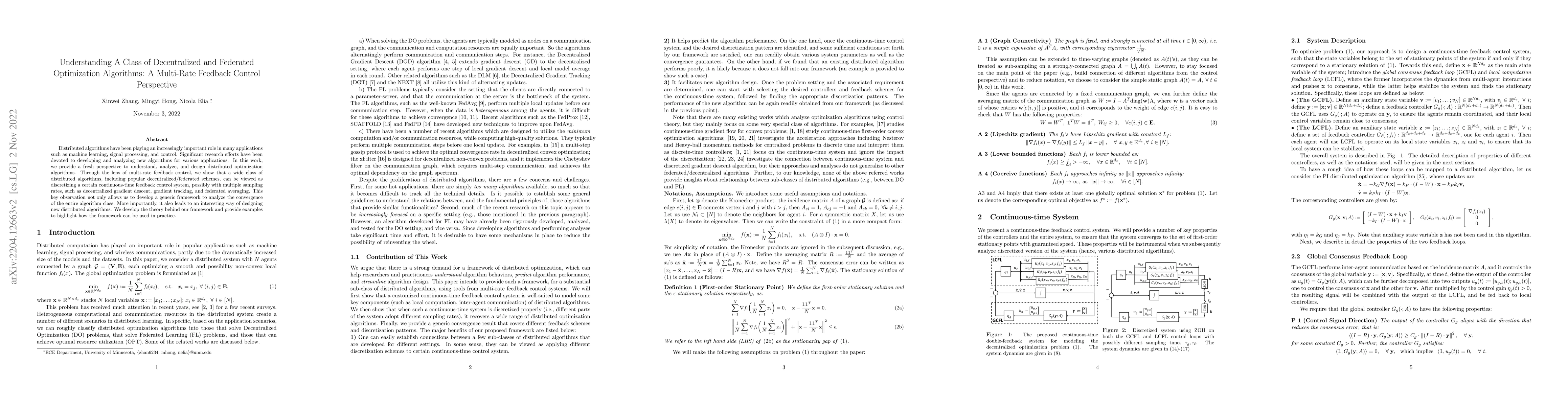 Thumbnail for Understanding A Class of Decentralized and Federated Optimization
  Algorithms: A Multi-Rate Feedback Control Perspective