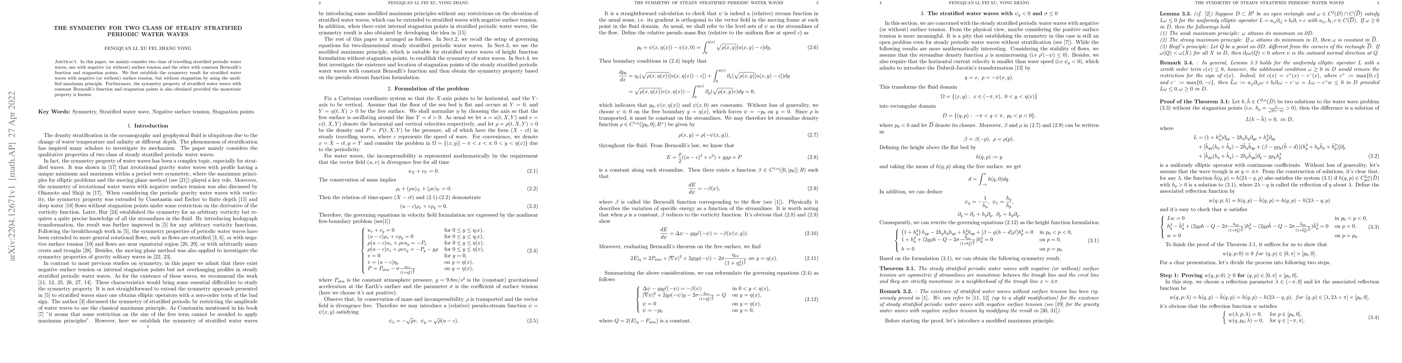 Thumbnail for The symmetry for two class of steady stratified periodic water waves