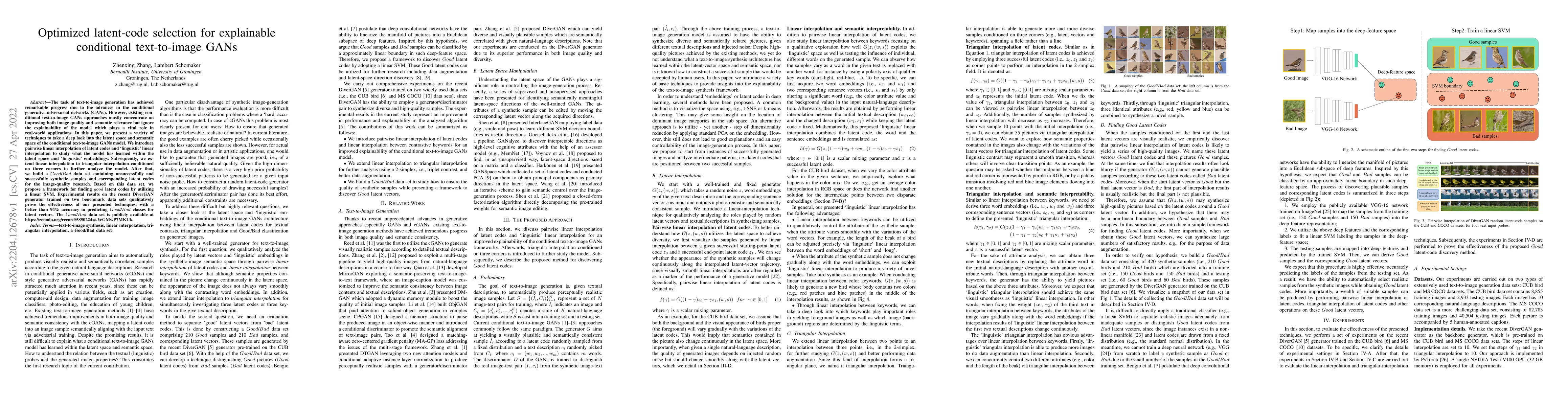 Thumbnail for Optimized latent-code selection for explainable conditional
  text-to-image GANs