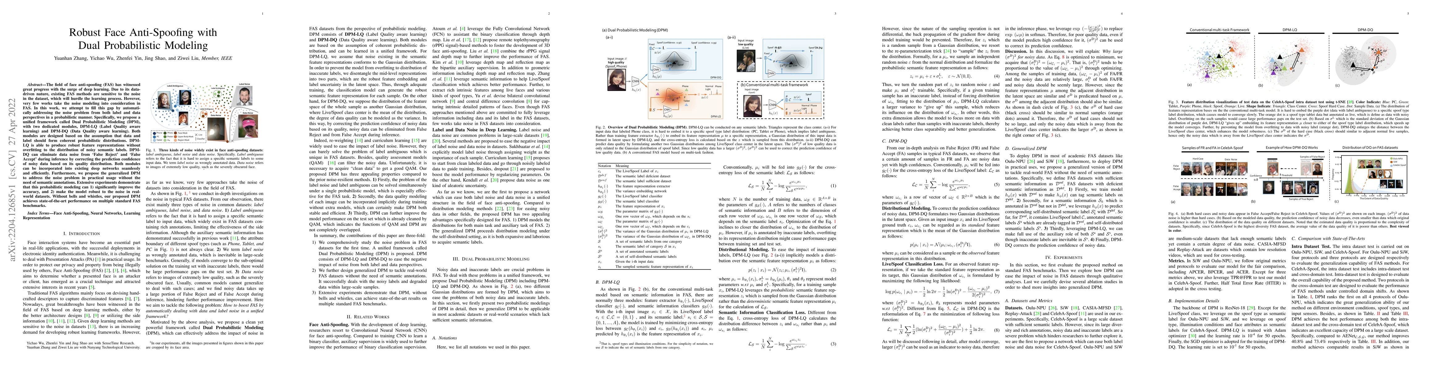 Thumbnail for Robust Face Anti-Spoofing with Dual Probabilistic Modeling