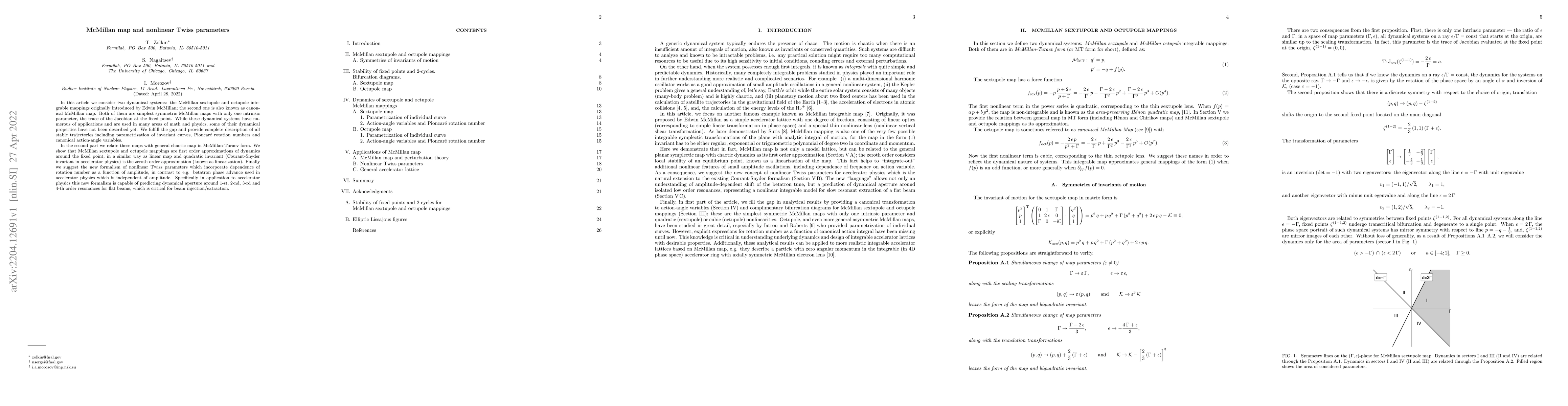 Thumbnail for McMillan map and nonlinear Twiss parameters