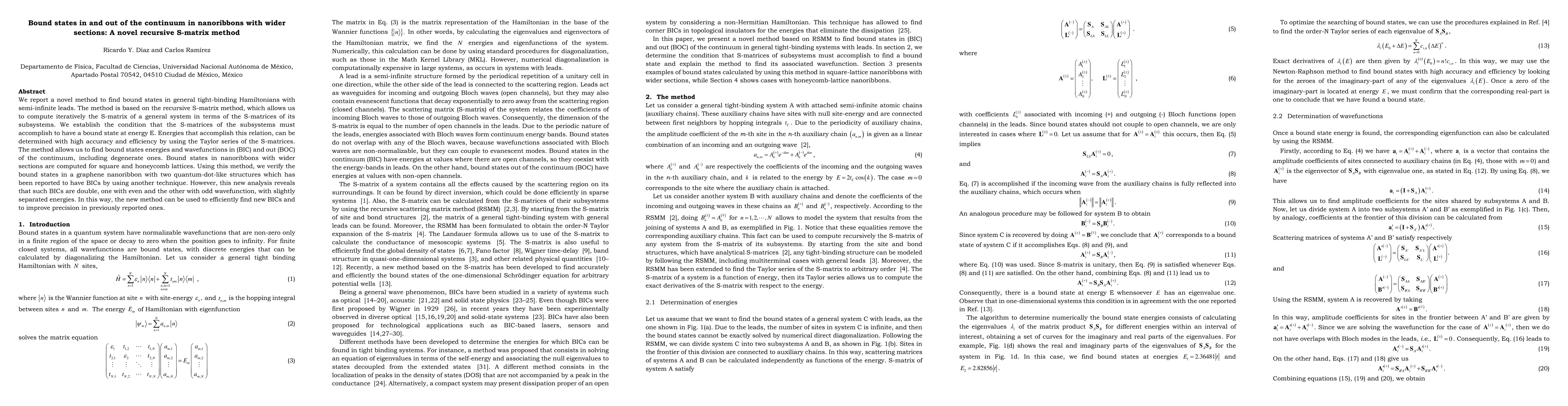 Thumbnail for Bound states in and out of the continuum in nanoribbons with wider
  sections: A novel recursive S-matrix method