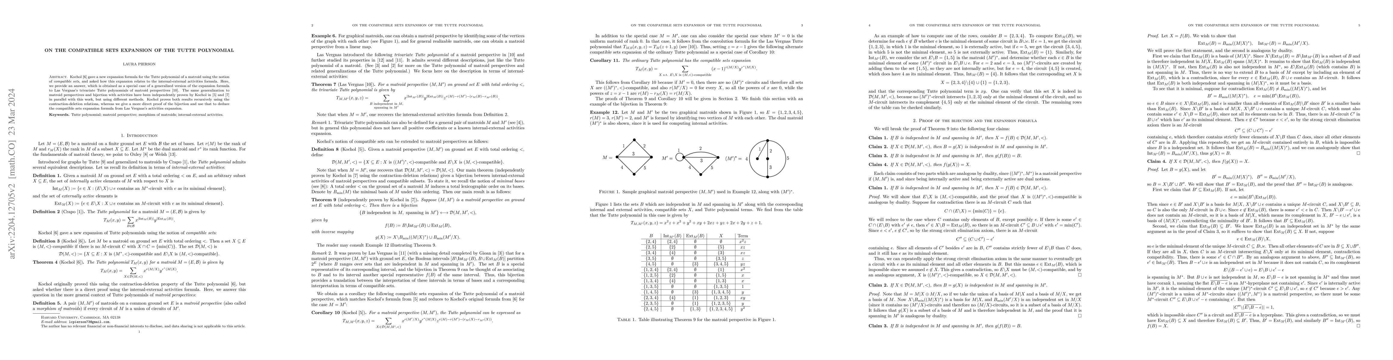 Thumbnail for On the compatible sets expansion of the Tutte polynomial