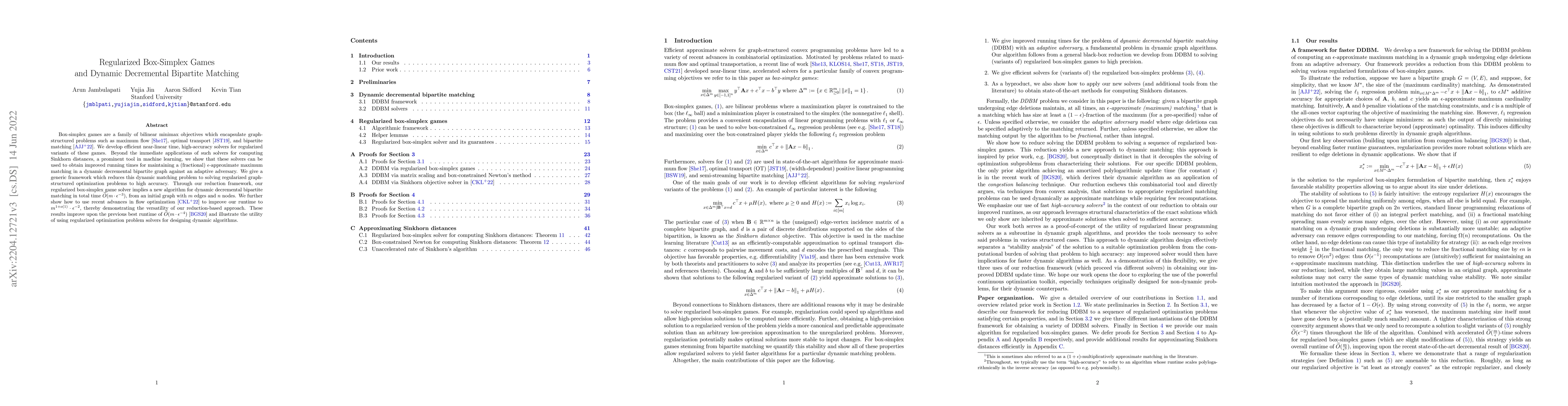 Thumbnail for Regularized Box-Simplex Games and Dynamic Decremental Bipartite Matching
