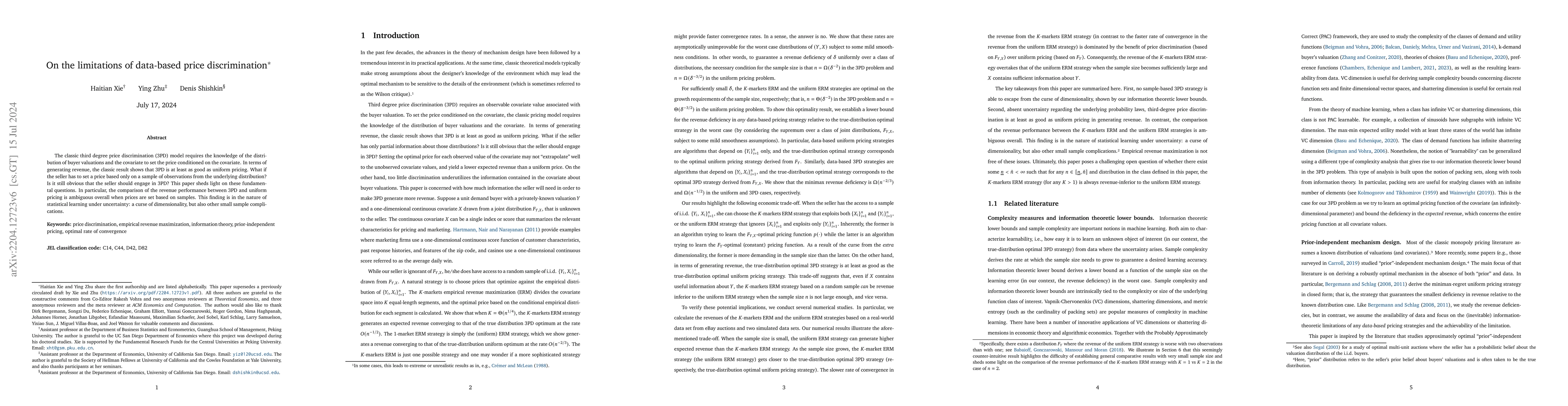 Thumbnail for On the limitations of data-based price discrimination