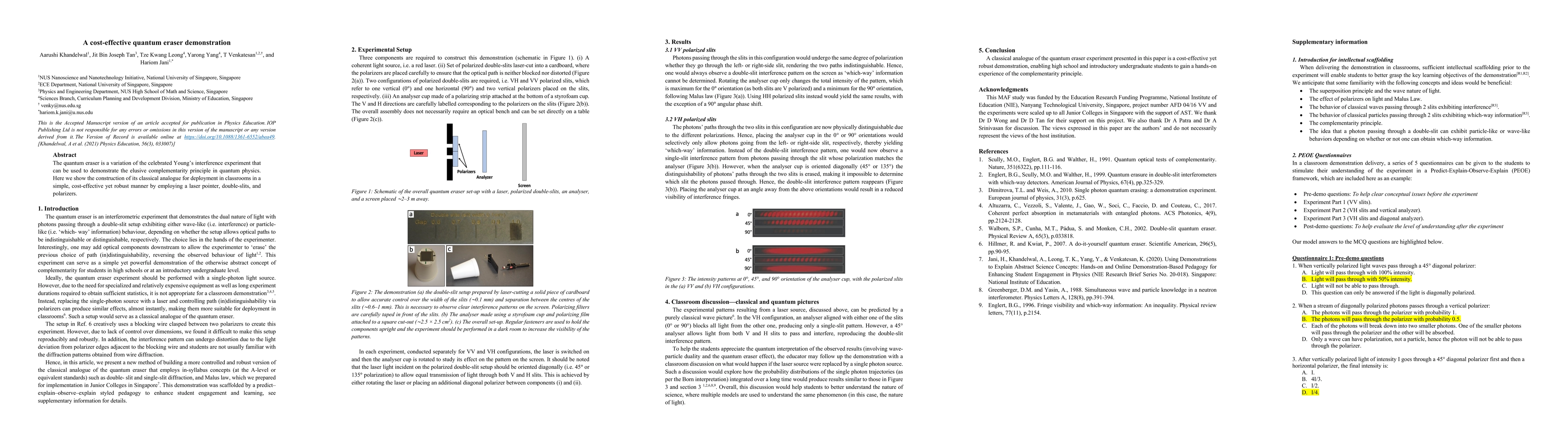 Thumbnail for A cost-effective quantum eraser demonstration