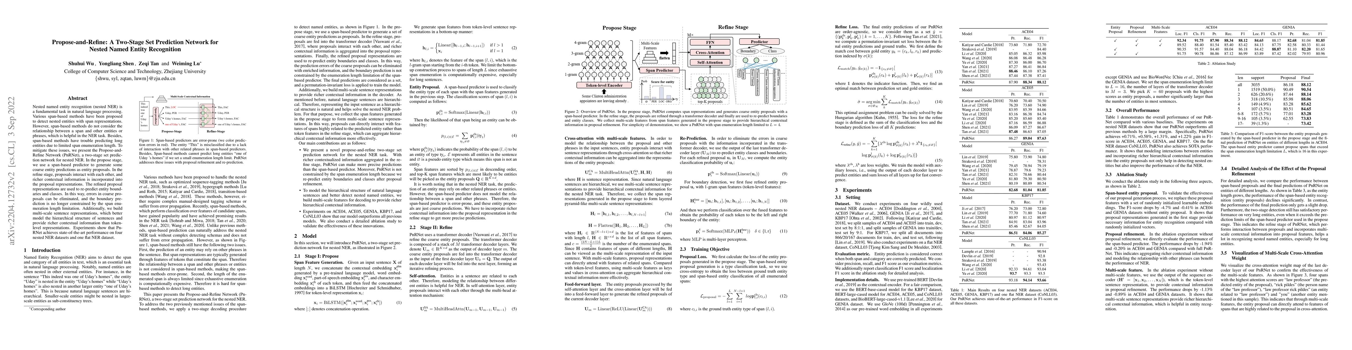 Thumbnail for Propose-and-Refine: A Two-Stage Set Prediction Network for Nested Named
  Entity Recognition