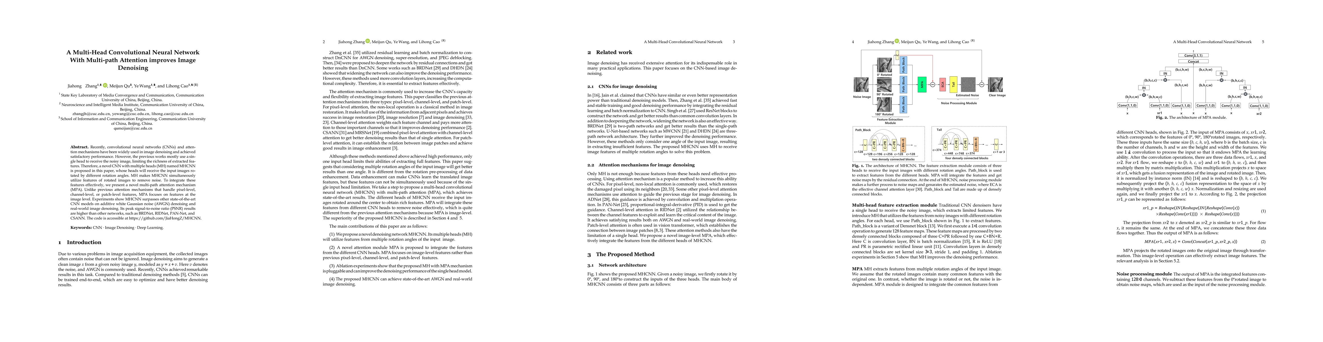 Thumbnail for A Multi-Head Convolutional Neural Network With Multi-path Attention
  improves Image Denoising