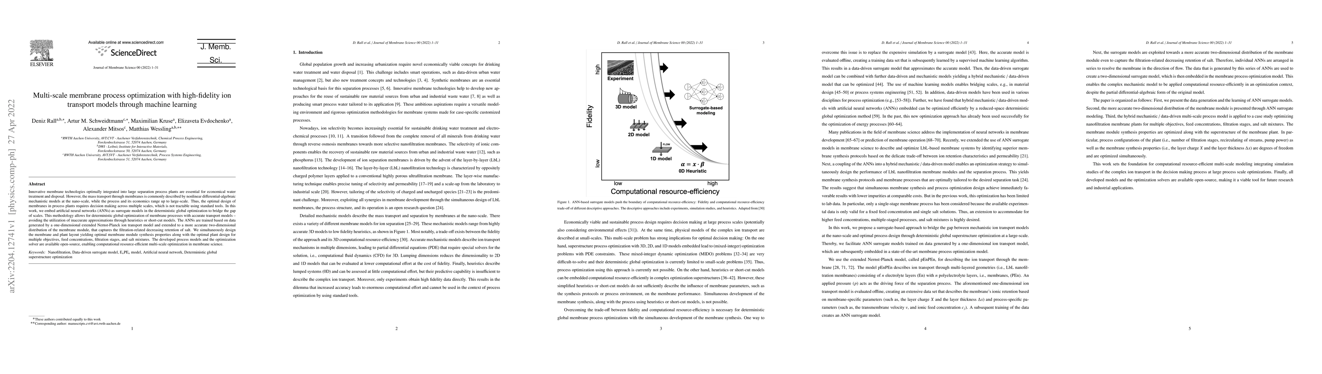 Thumbnail for Multi-scale membrane process optimization with high-fidelity ion
  transport models through machine learning