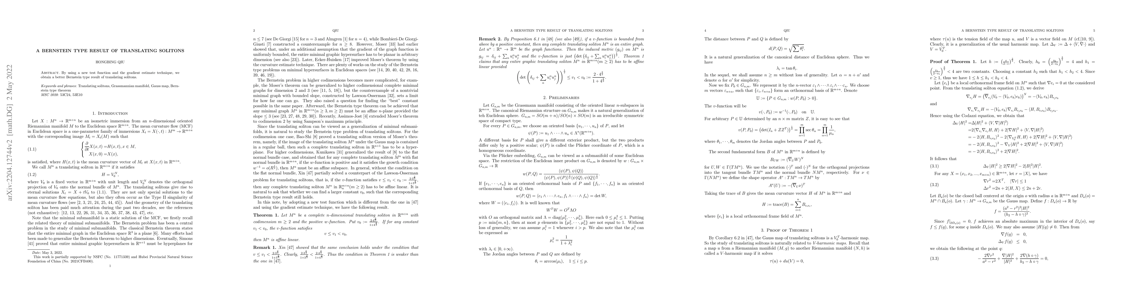 Thumbnail for A Bernstein type result of translating solitons