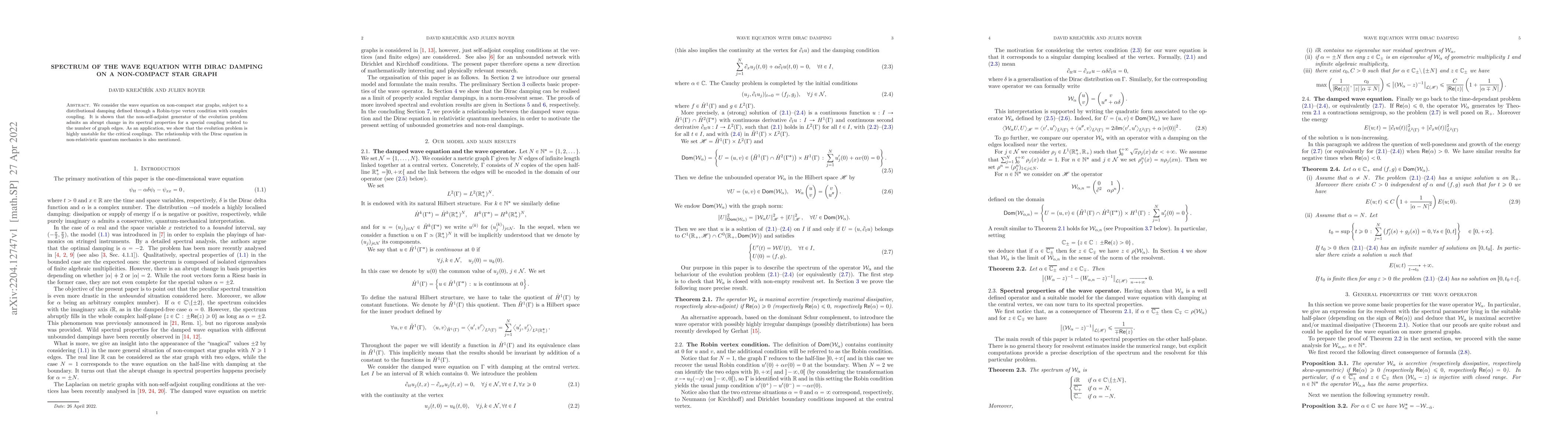Thumbnail for Spectrum of the wave equation with Dirac damping on a non-compact star
  graph