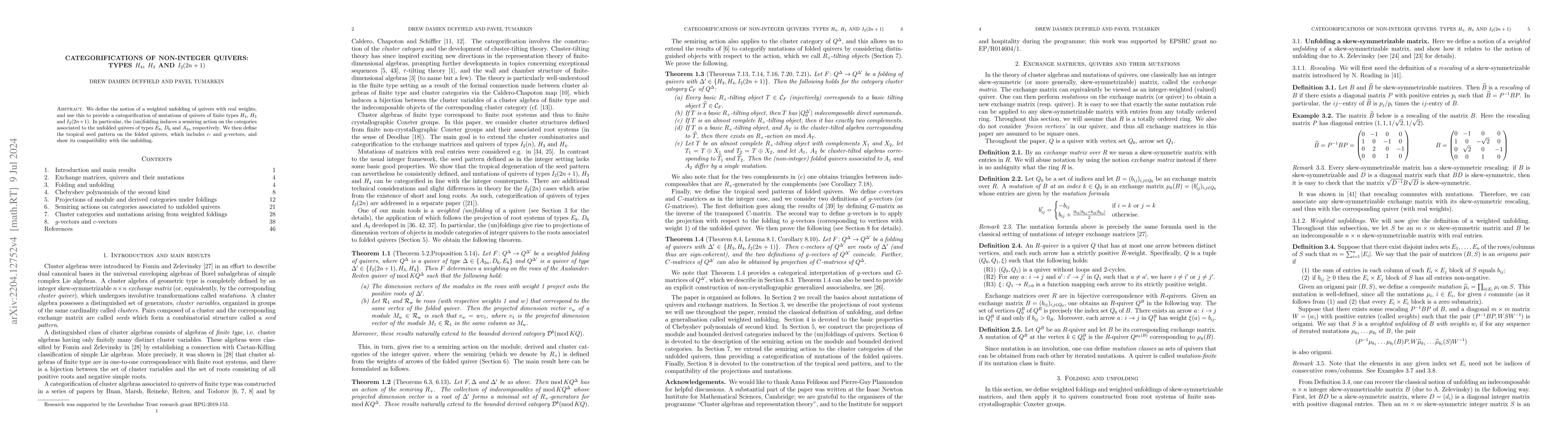 Thumbnail for Categorifications of Non-Integer Quivers: Types $H_4$, $H_3$ and
  $I_2(2n+1)$