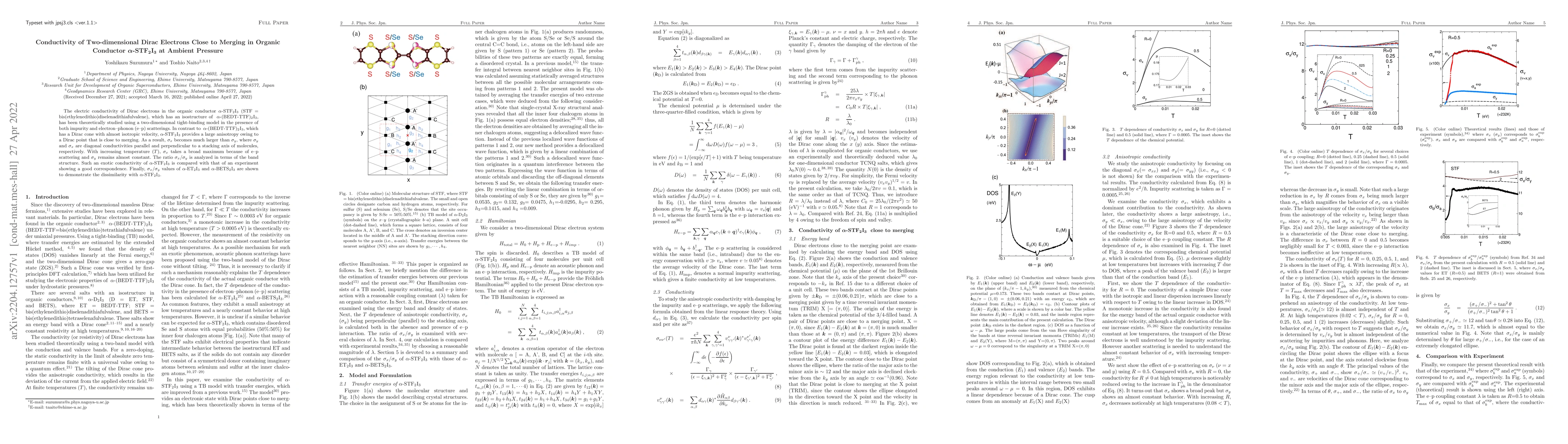 Thumbnail for Conductivity of Two-dimensional Dirac Electrons Close to Merging in
  Organic Conductor $\alpha$-STF$_2$I$_3$ at Ambient Pressure