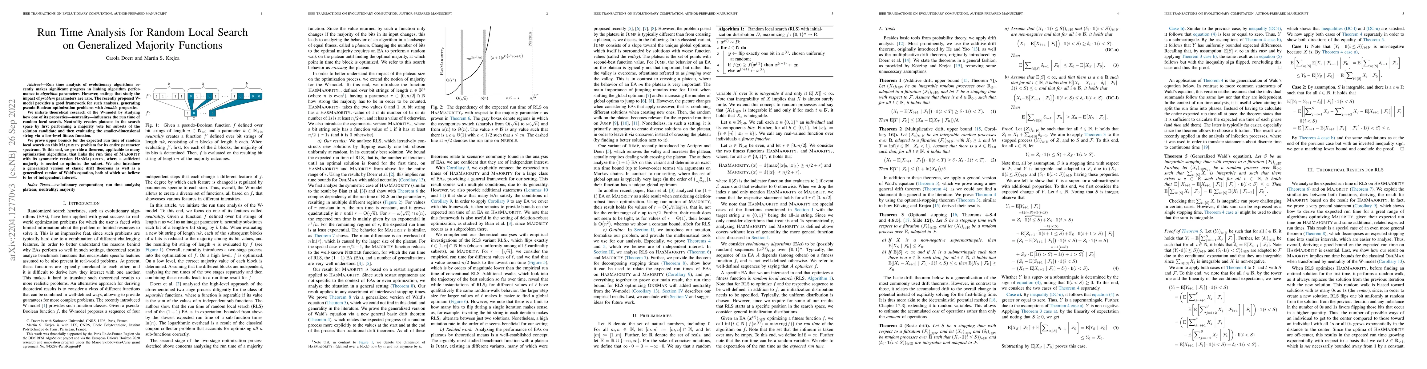 Thumbnail for Run Time Analysis for Random Local Search on Generalized Majority
  Functions
