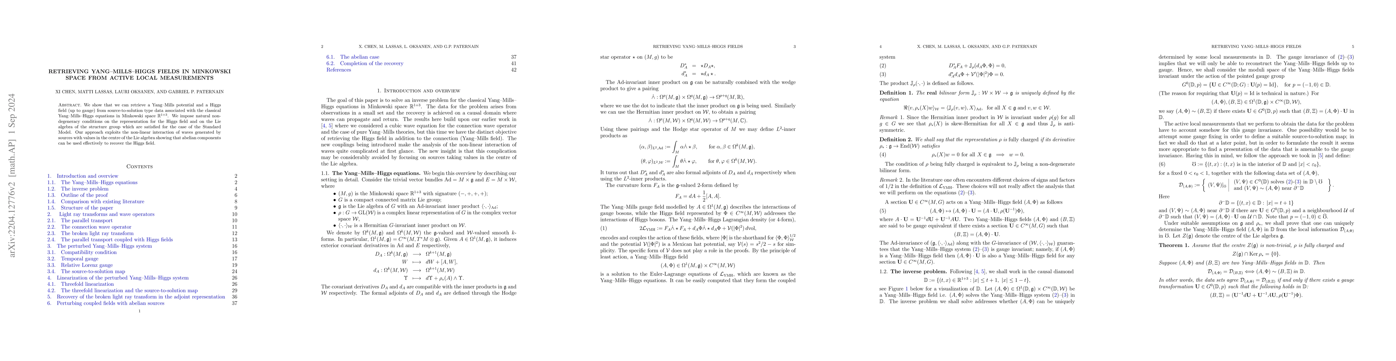 Thumbnail for Retrieving Yang--Mills--Higgs fields in Minkowski space from active
  local measurements