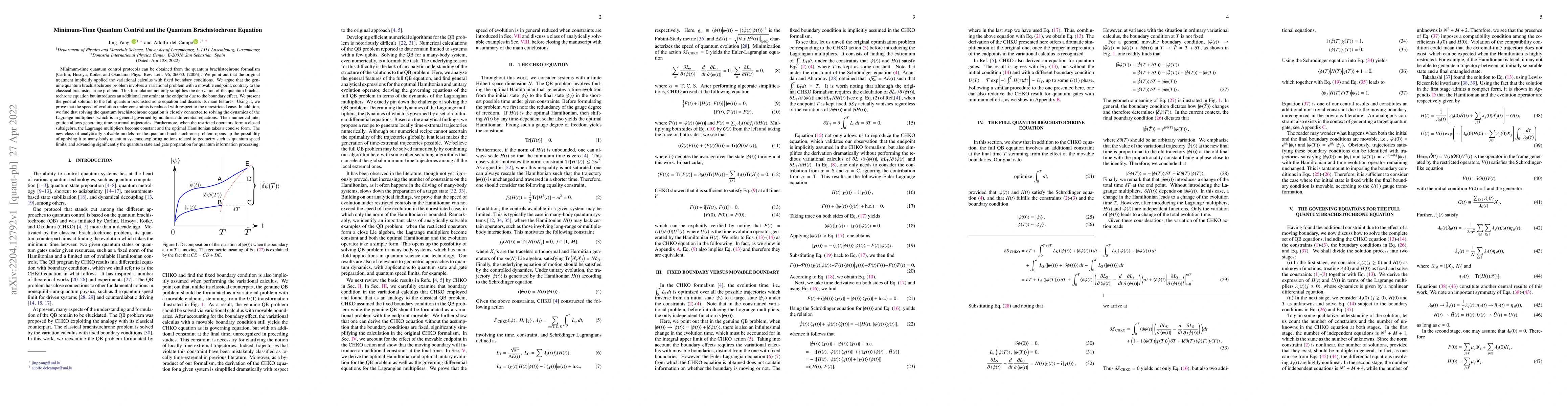 Thumbnail for Minimum-Time Quantum Control and the Quantum Brachistochrone Equation