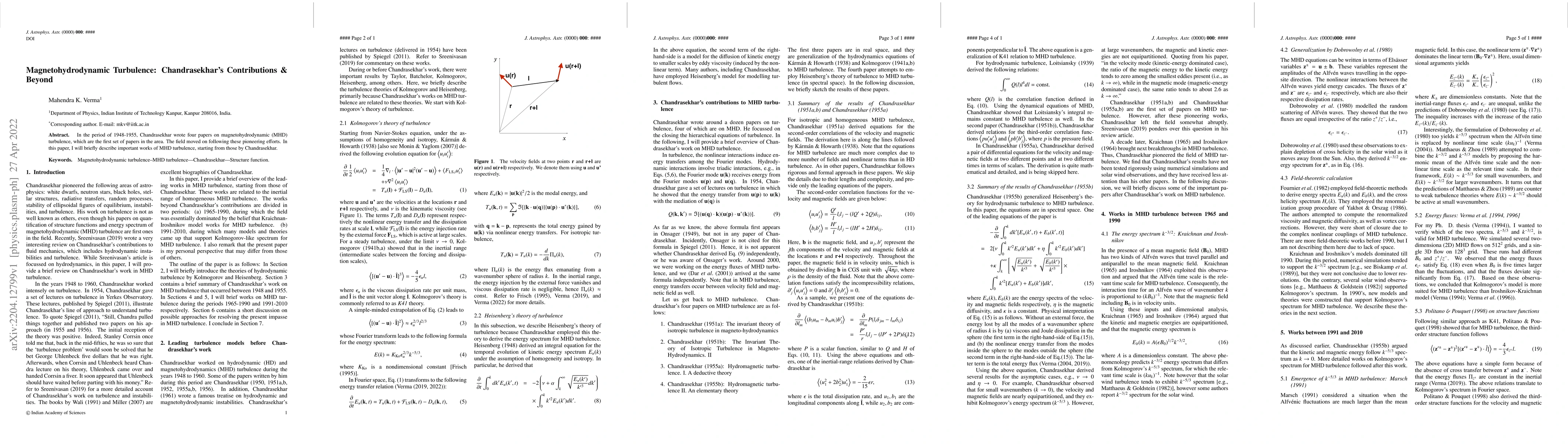 Thumbnail for Magnetohydrodynamic Turbulence: Chandrasekhar's Contributions \& Beyond