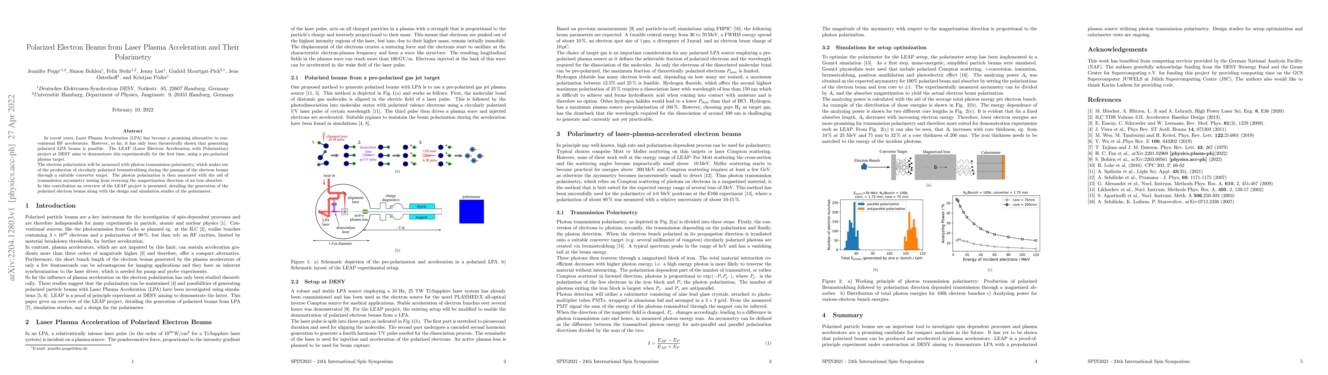 Thumbnail for Polarized Electron Beams from Laser Plasma Acceleration and Their
  Polarimetry