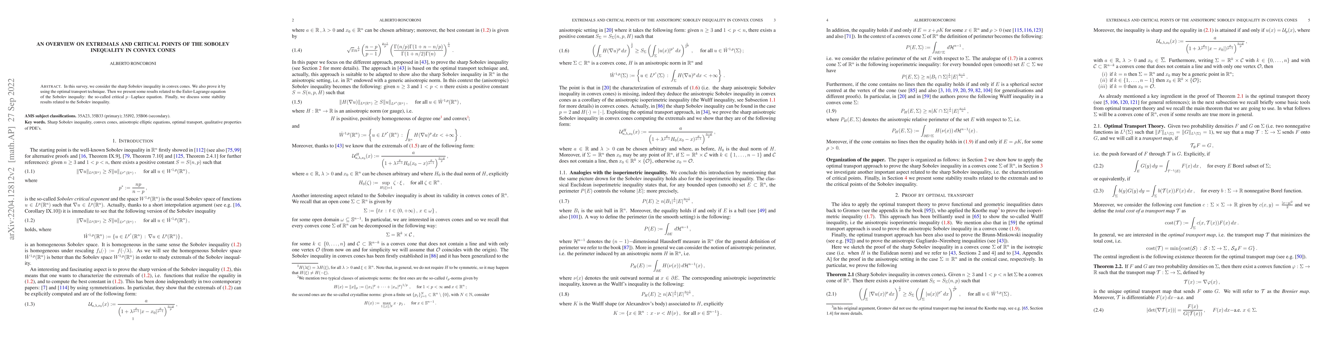 Thumbnail for An overview on extremals and critical points of the Sobolev inequality
  in convex cones