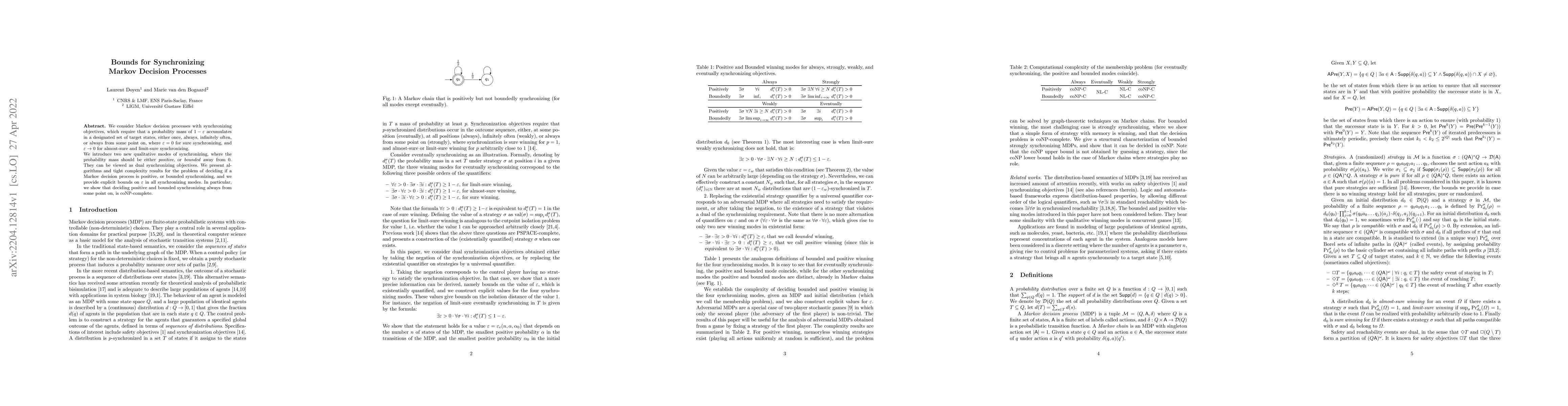 Thumbnail for Bounds for Synchronizing Markov Decision Processes