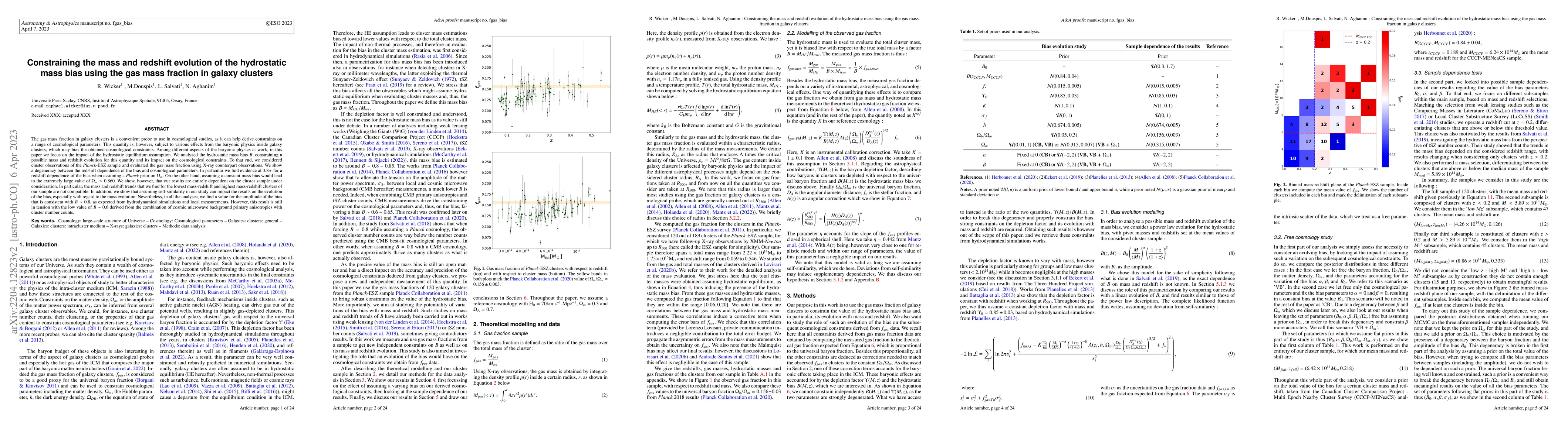 Thumbnail for Constraining the mass and redshift evolution of the hydrostatic mass
  bias using the gas mass fraction in galaxy clusters