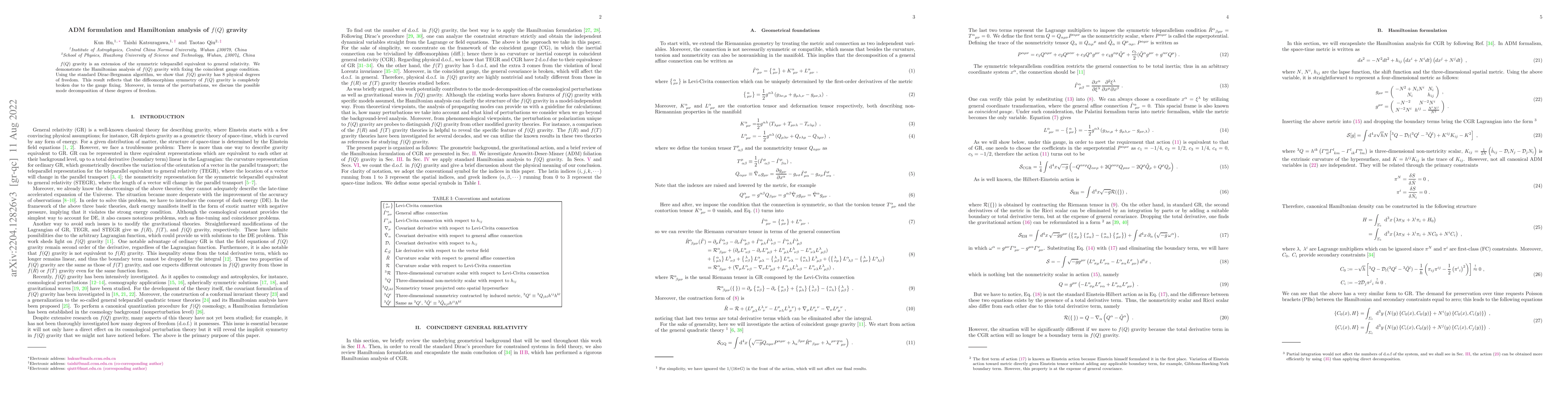 Thumbnail for ADM formulation and Hamiltonian analysis of $f(Q)$ gravity