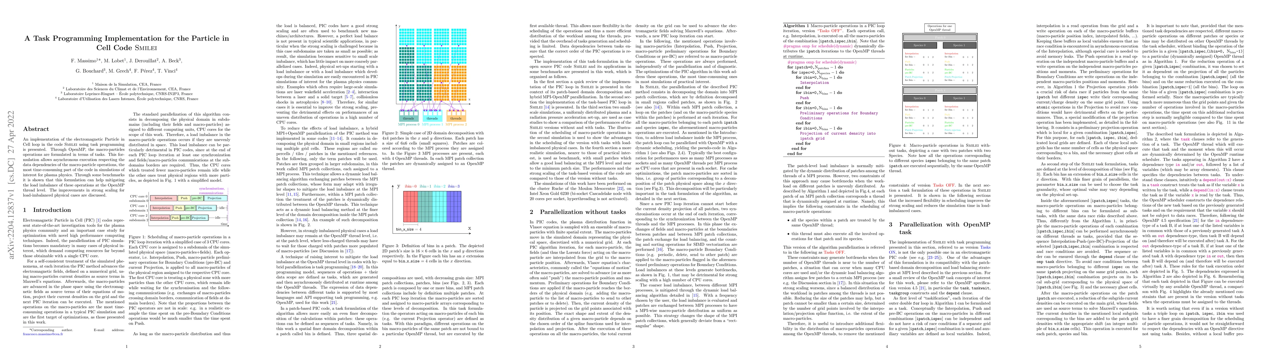 Thumbnail for A Task Programming Implementation for the Particle in Cell Code Smilei