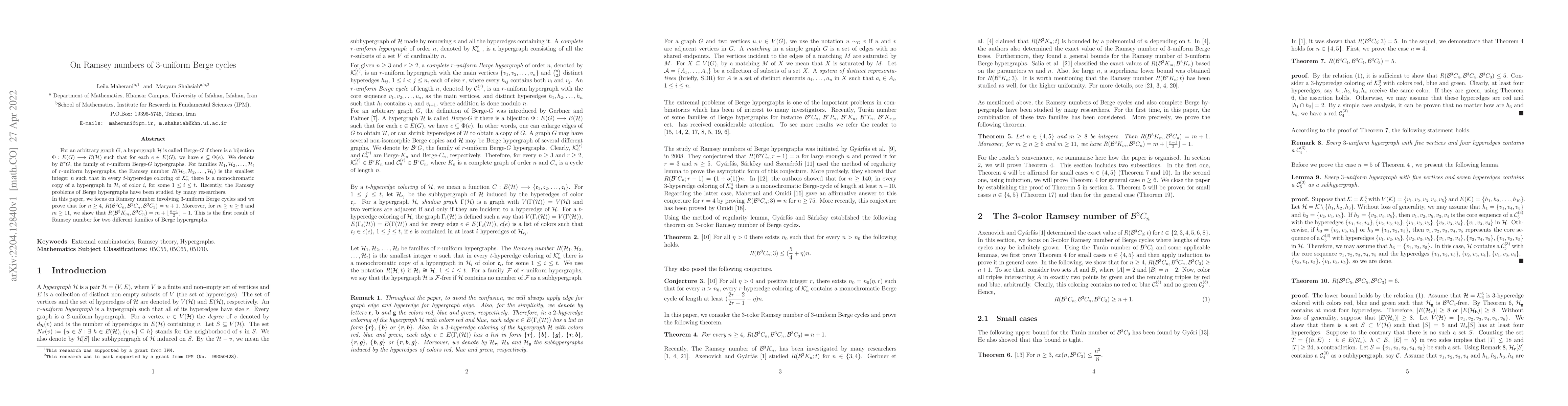 Thumbnail for On Ramsey numbers of 3-uniform Berge cycles