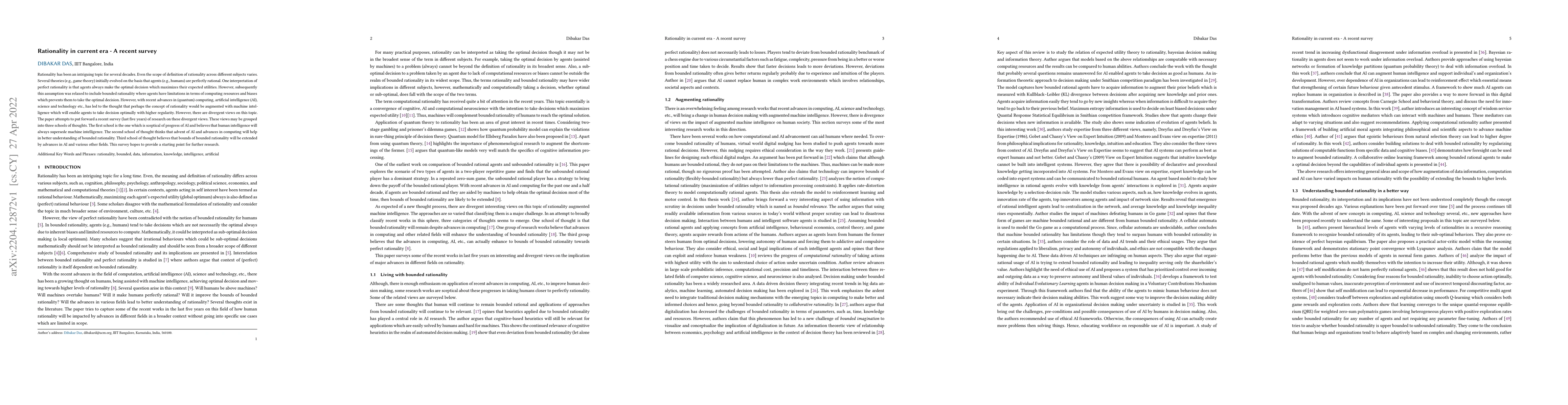 Thumbnail for Rationality in current era -- A recent survey