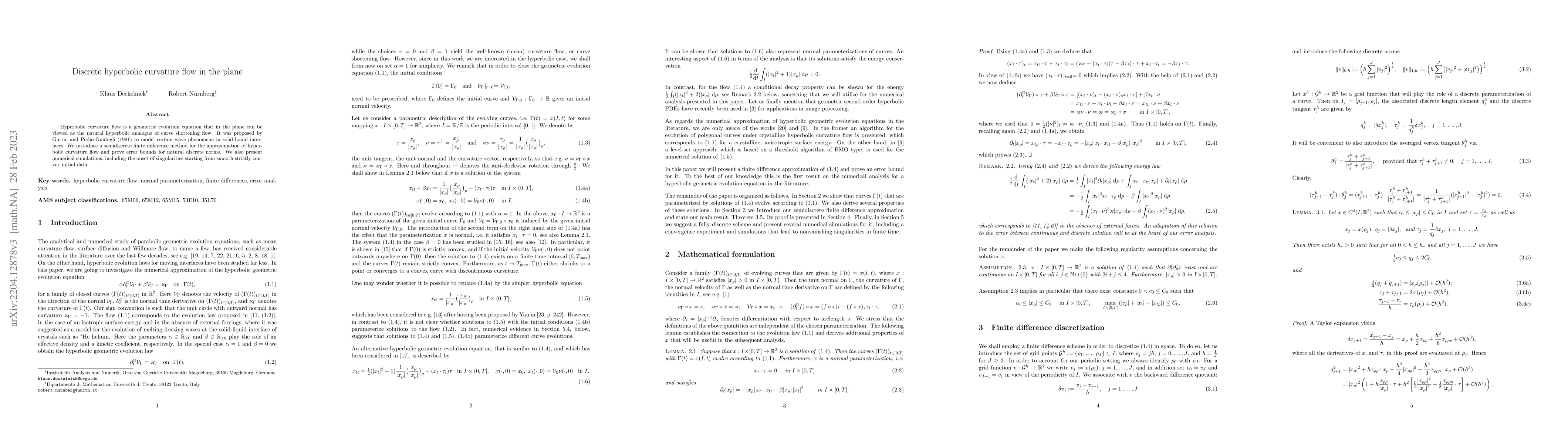 Thumbnail for Discrete hyperbolic curvature flow in the plane