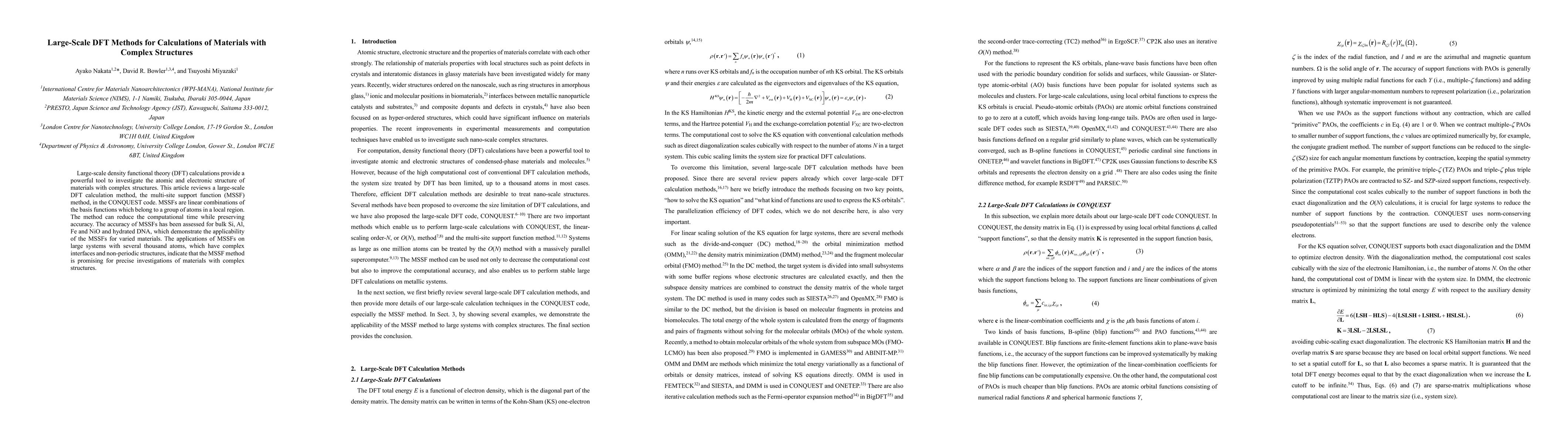 Thumbnail for Large-scale DFT methods for calculations of materials with complex
  structures